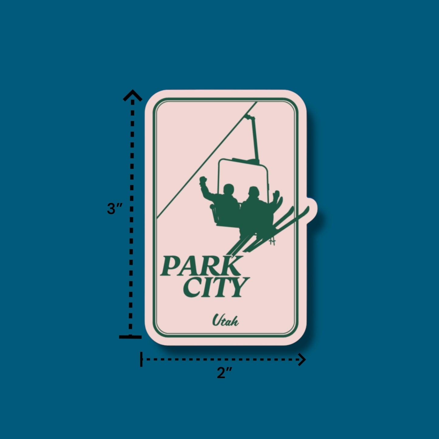 Ski Park City Pink/Green Sticker