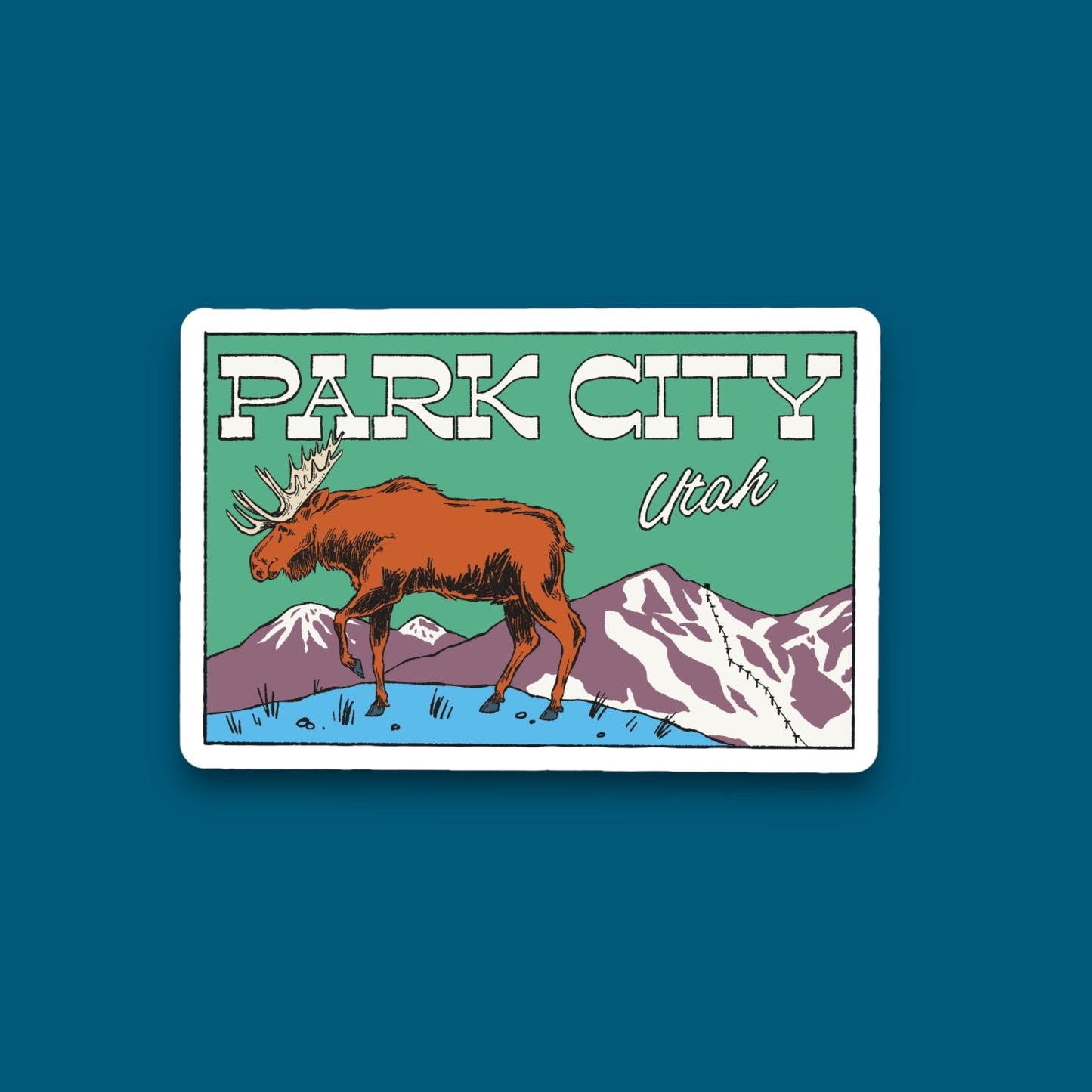 Park City Utah Moose Retro Sticker