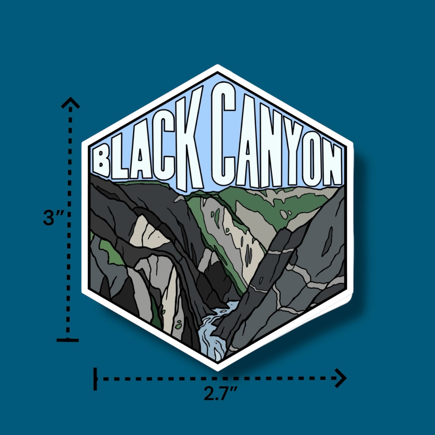 Black Canyon, Colorado- Hexagon Sticker