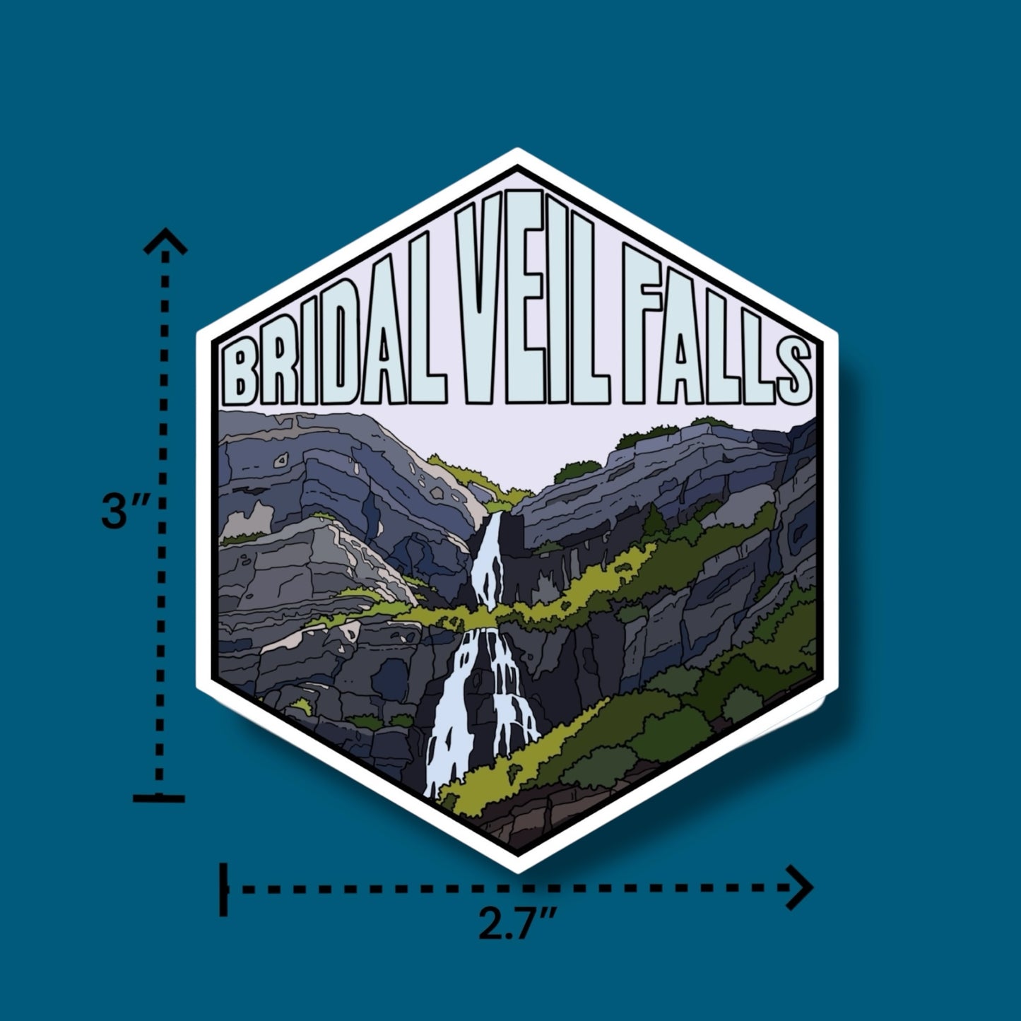 Bridal Veil Falls, Utah - Hexagon Sticker