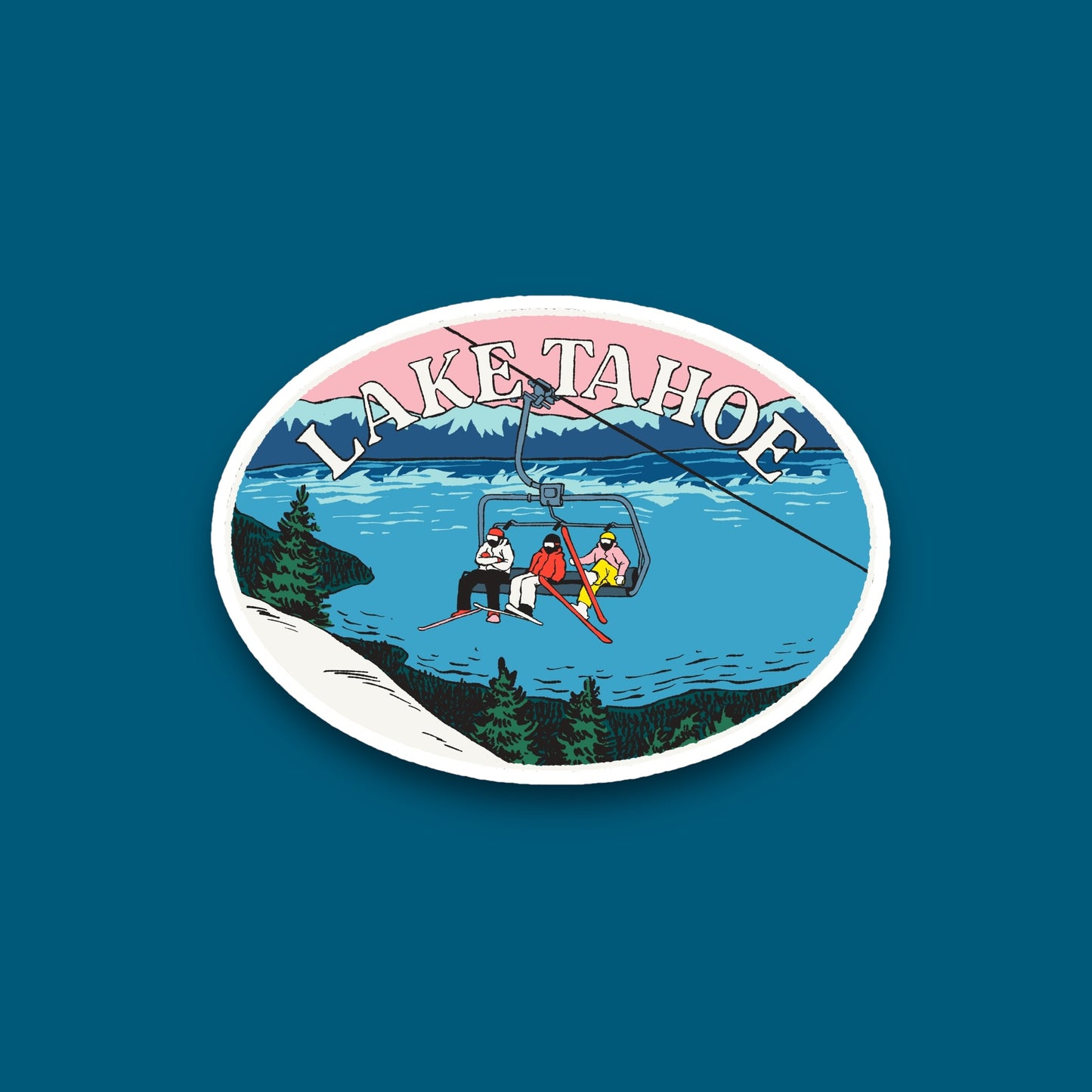 Lake Tahoe Chair Lift Oval Sticker