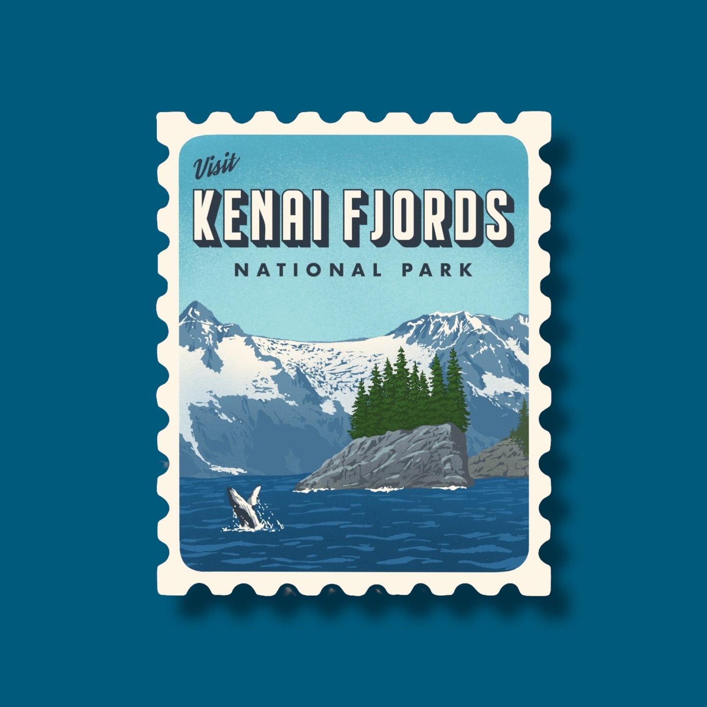 Kenai Fjords Stamp Sticker (Pack of 12)