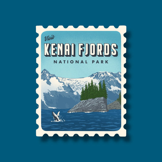 Kenai Fjords Stamp Sticker (Pack of 12)