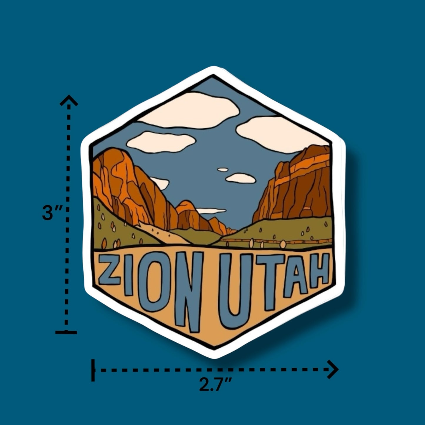 Zion National Park Utah - Hexagon Sticker