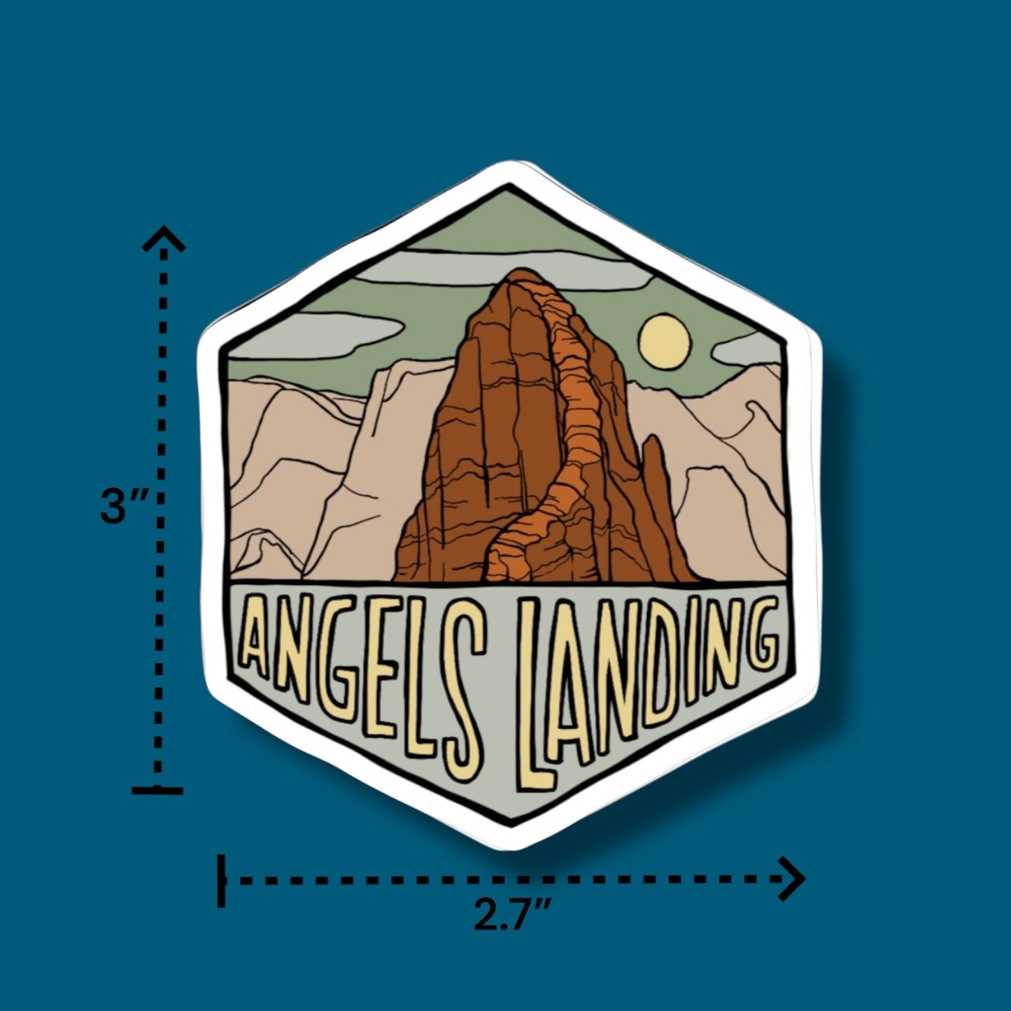 Angels Landing, Zion National Park, Utah - Hexagon Sticker