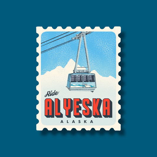 Alyeska Alaska Stamp Sticker (Pack of 12)