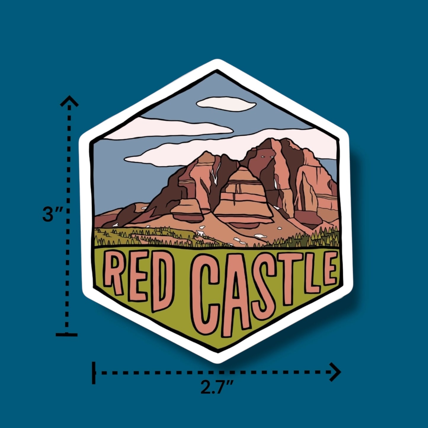 Red Castle , Utah - Hexagon Sticker