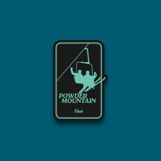 Ski Powder Mountain Black/Sea-foam Sticker