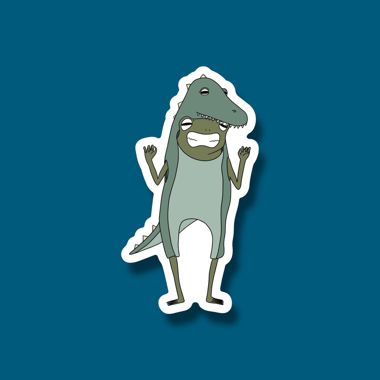 Frog in Dino Onesie Sticker