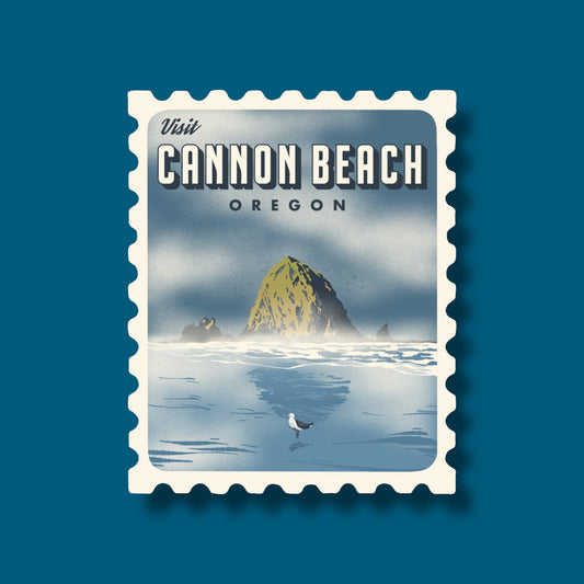 Cannon Beach Stamp Sticker (Pack of 12)