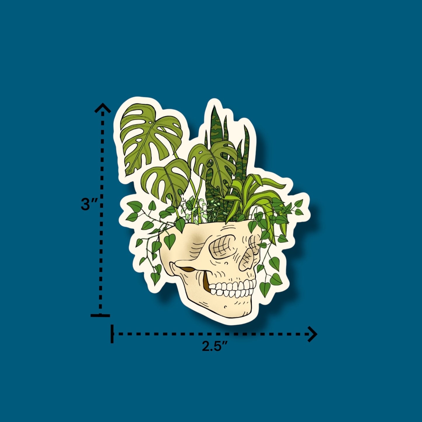 Skull Planter Green Sticker