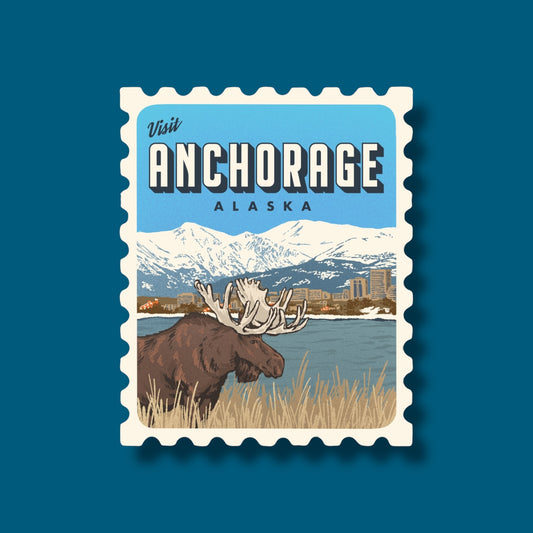 Anchorage Alaska Stamp Sticker (Pack of 12)