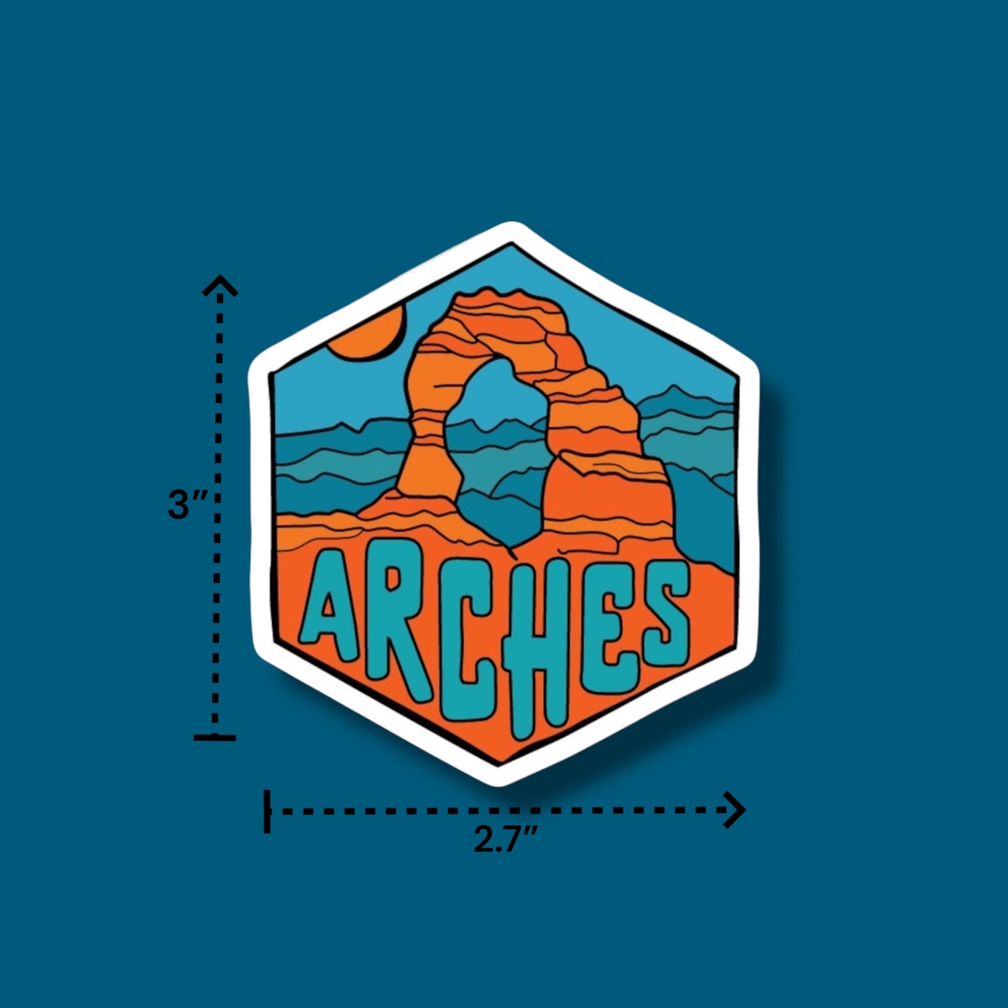 Arches Utah Blue Sky- Hexagon Sticker