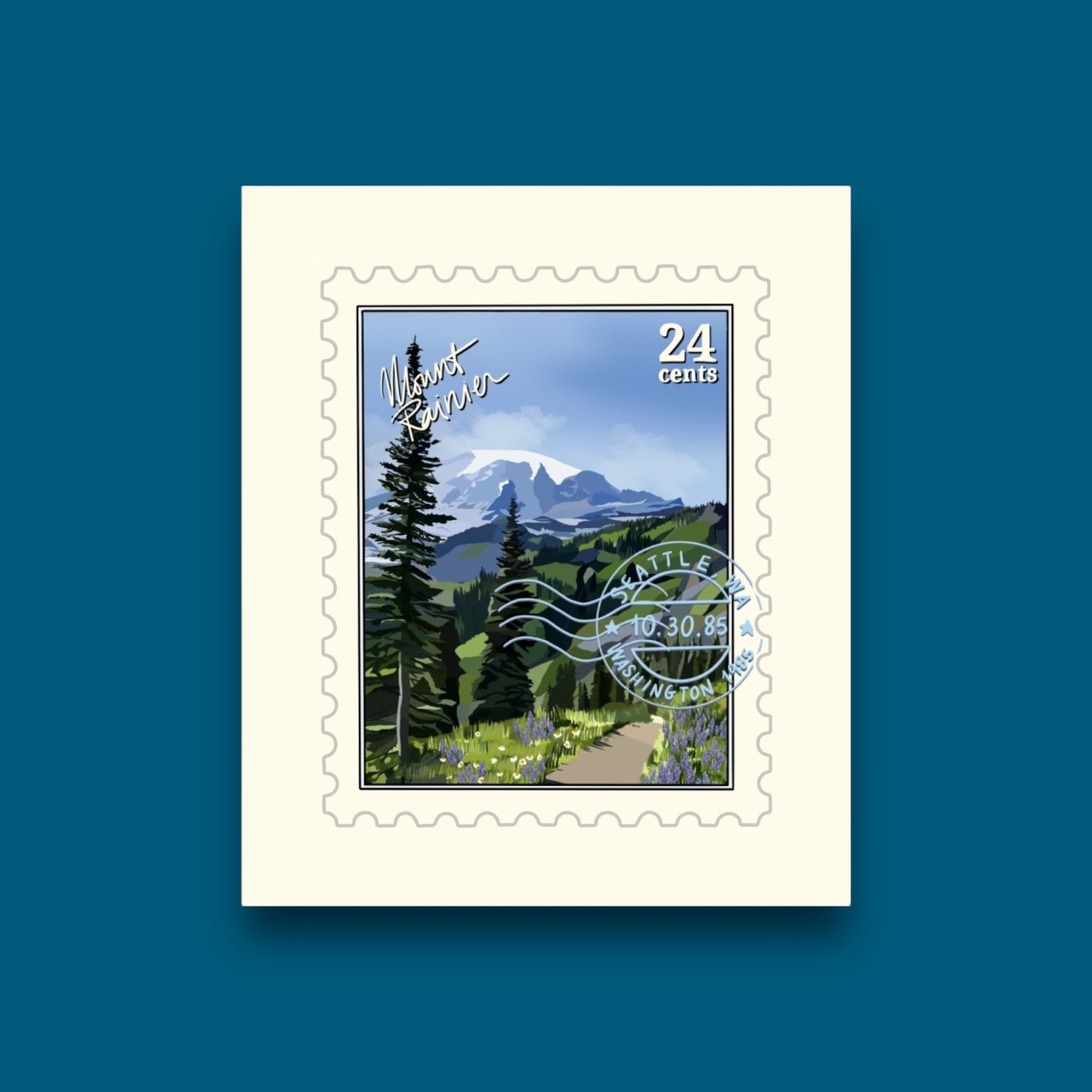 Mount Rainier Washington Stamp Sticker