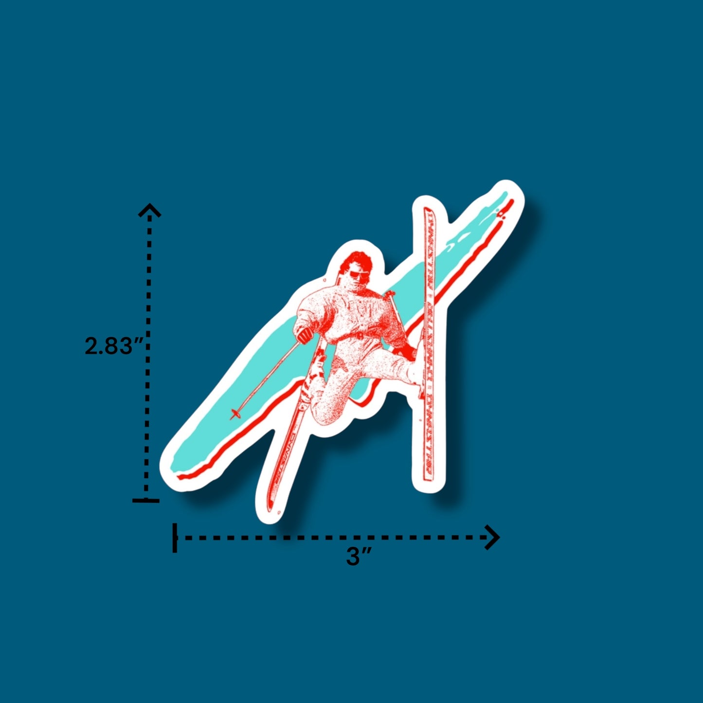 Acro Skier Red Vinyl Sticker