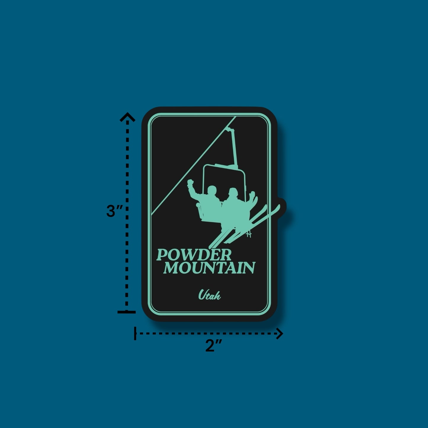 Ski Powder Mountain Black/Sea-foam Sticker