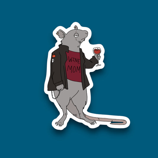 Wine Mom Rat Sticker