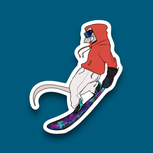 Double Hand Grab Snowboarding Rat Sticker (Pack of 12)