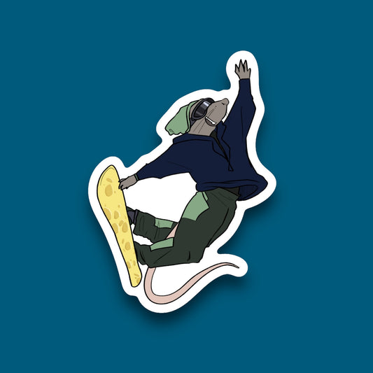 Tindy Grab Snowboarding Rat Sticker