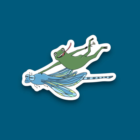 Dragonfly n Frog Sticker