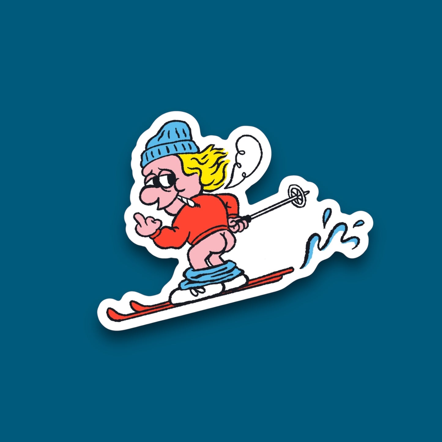 Smoking Ski Bum Sticker