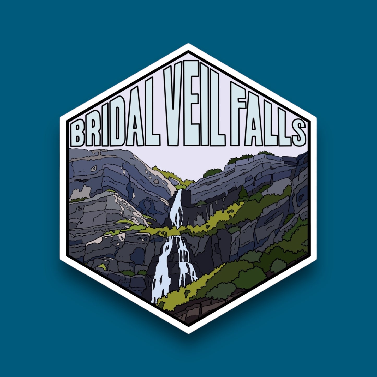 Bridal Veil Falls, Utah - Hexagon Sticker