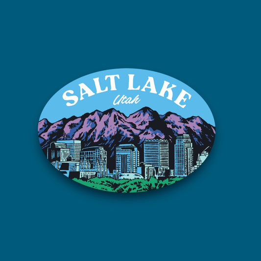 Salt Lake City Skyline Oval Sticker