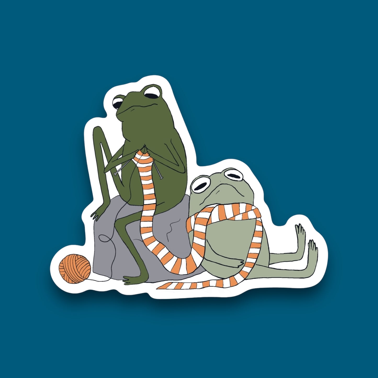 Knittin’ and Chillin’ Frogs Sticker