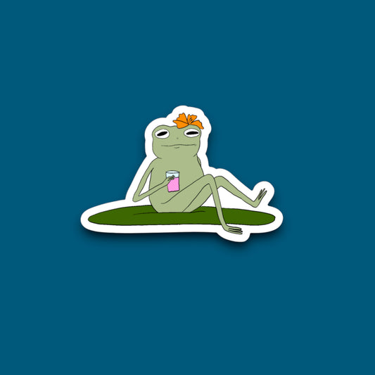 Sunbathing Frog Sticker (Pack of 12)