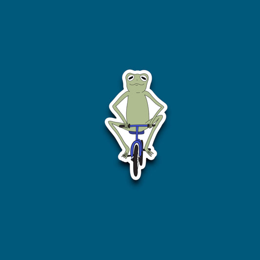 Frog Riding a Bike Sticker (Pack of 12)