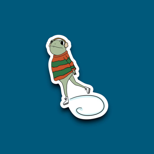 Ice Skating Frog Sticker (Pack of 12)