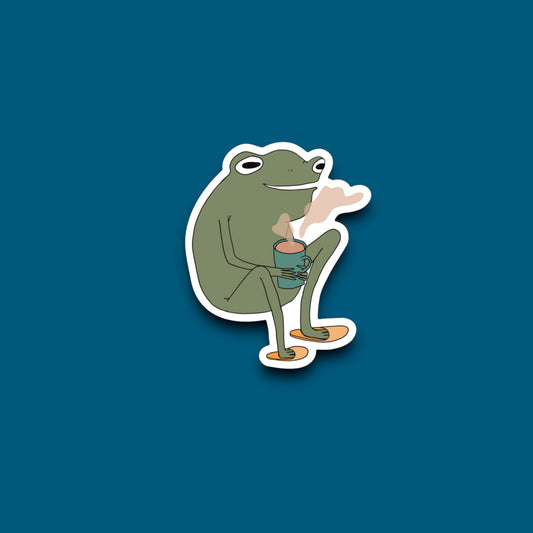 Morning Coffee Frog Sticker (Pack of 12)