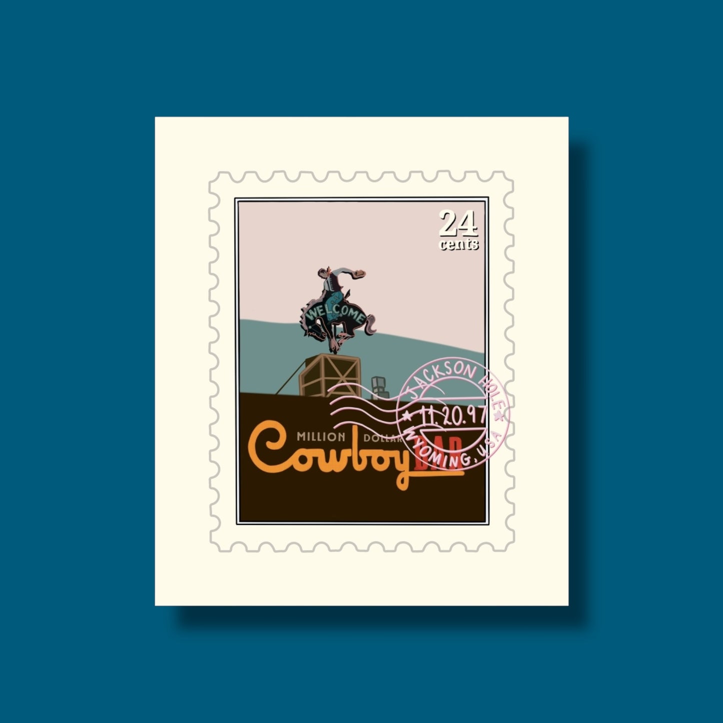 Cowboy Bar Jackson Stamp Sticker