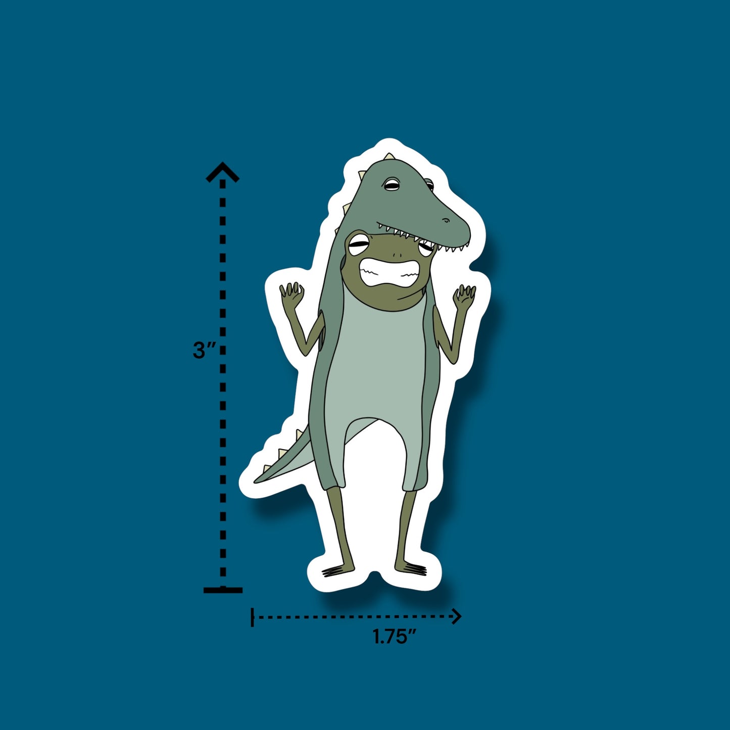 Frog in Dino Onesie Sticker