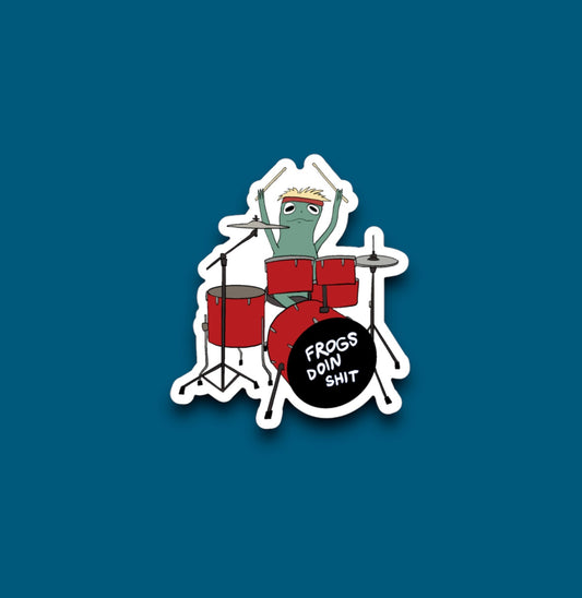 Drummer Frog Sticker (Pack of 12)
