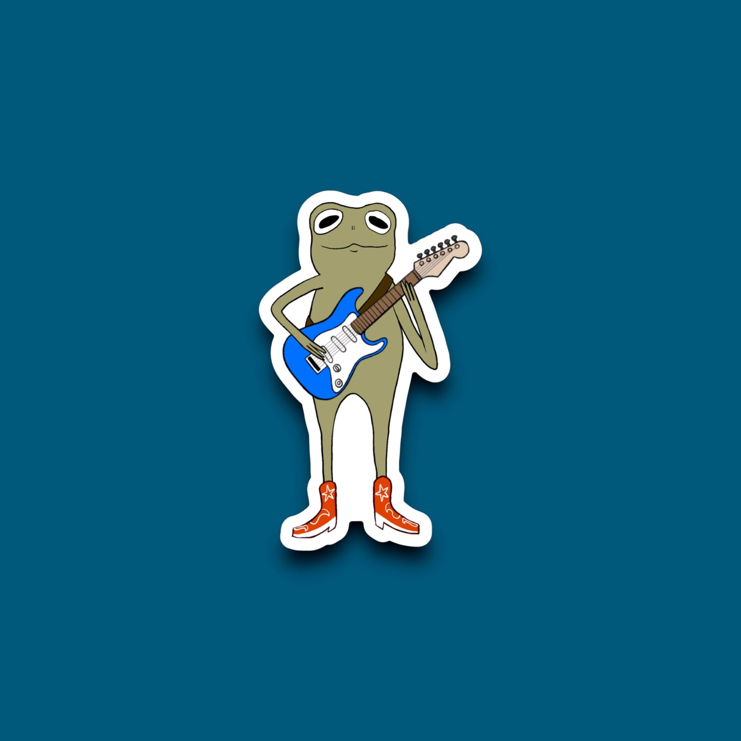 Frog Playing His Electric Guitar Sticker (Pack of 12)