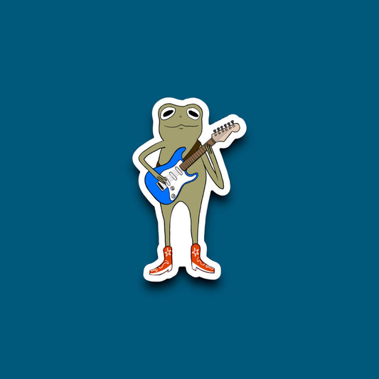 Frog Playing His Electric Guitar Sticker (Pack of 12)