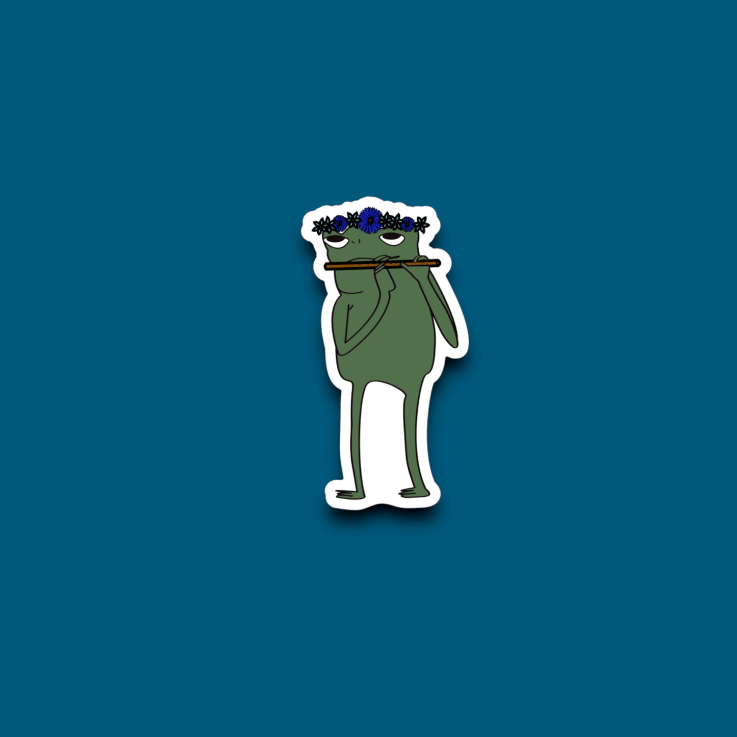 Frog Playin’ The Flute Sticker