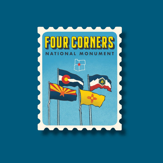 Four Corners Retro Stamp Sticker