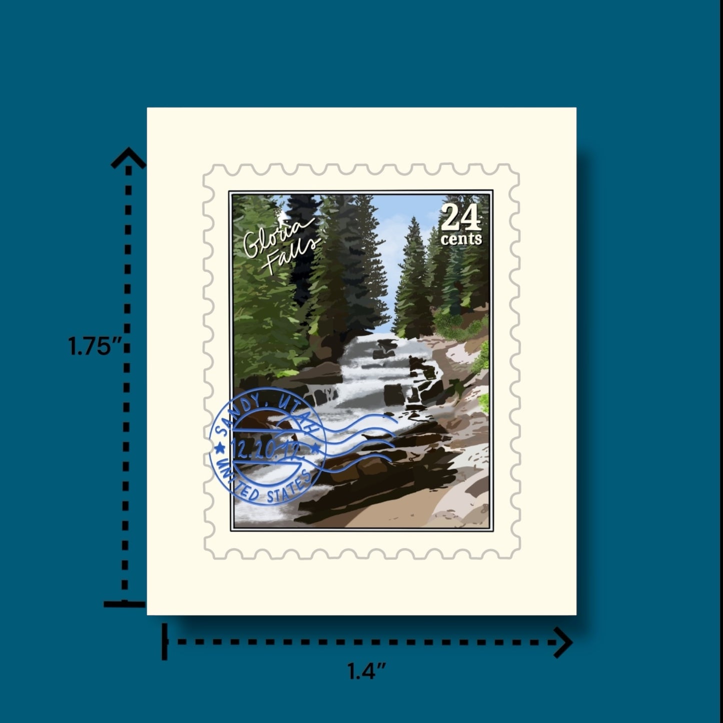 Gloria Falls Utah Stamp Sticker