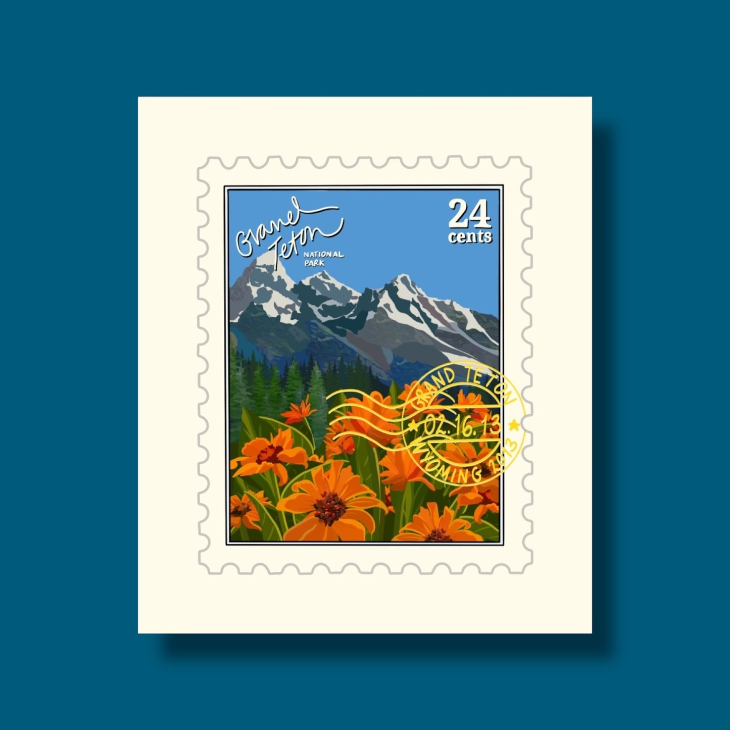 The Grand Tetons Stamp Sticker