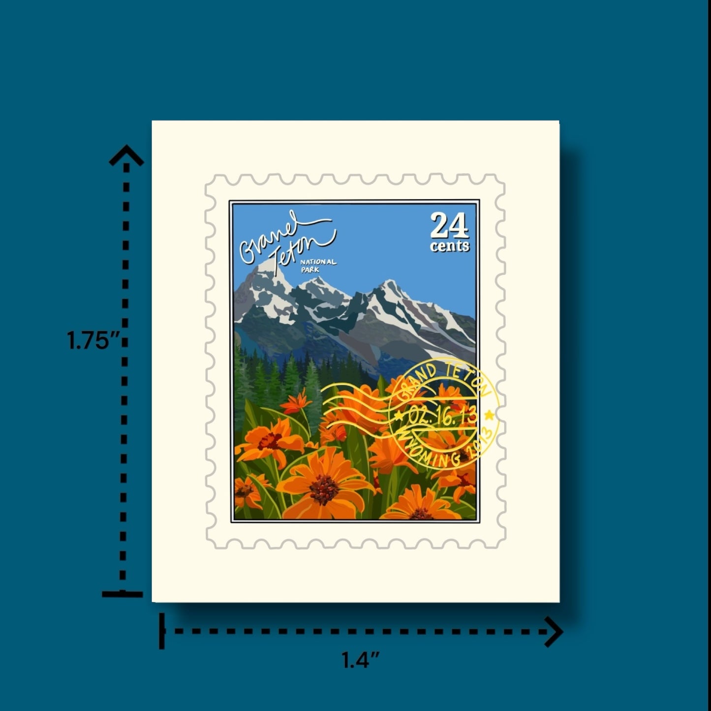 The Grand Tetons Stamp Sticker