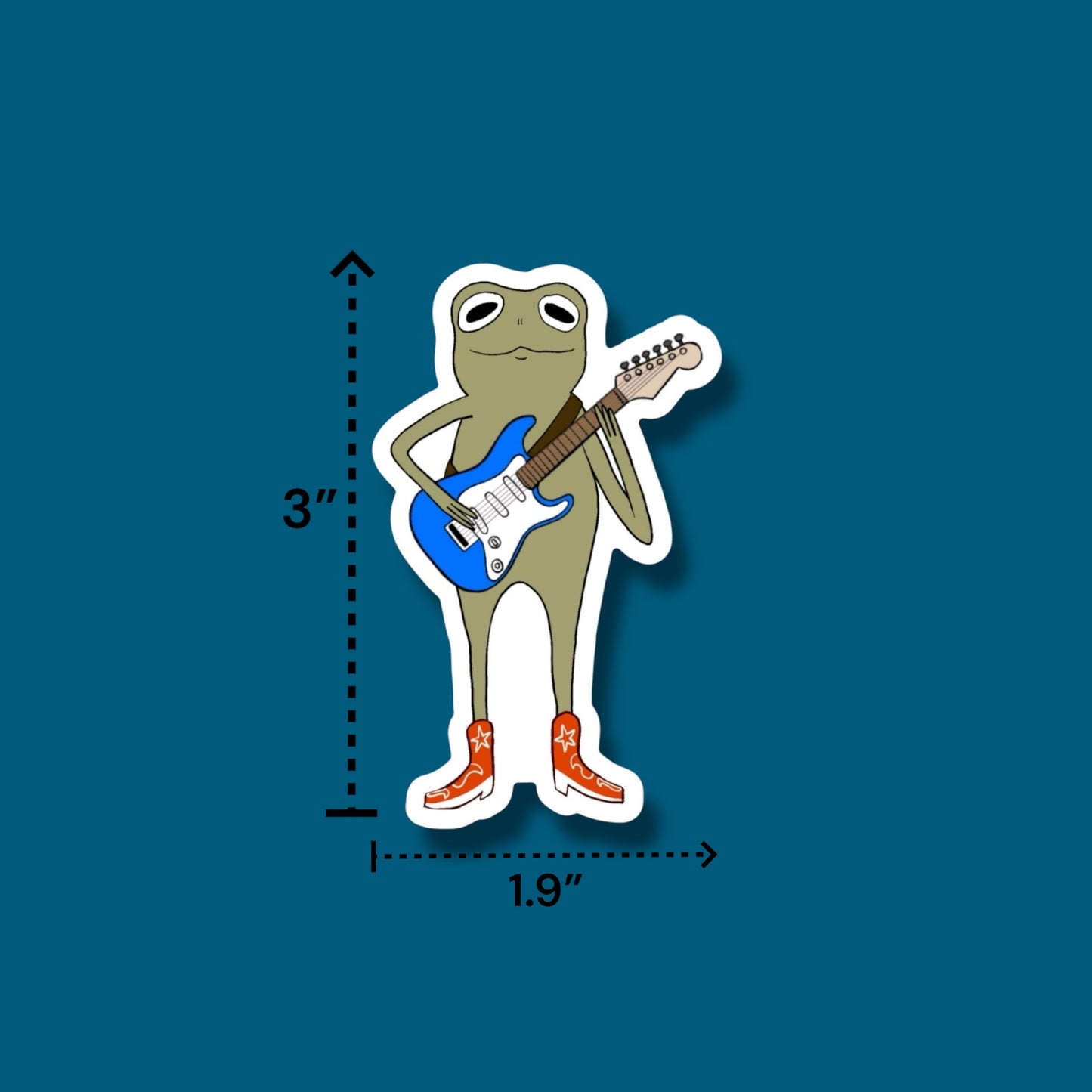 Frog Playing His Electric Guitar Sticker (Pack of 12)
