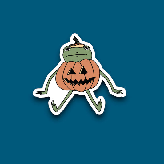 Frog in a Pumpkin Sticker (Pack of 12)