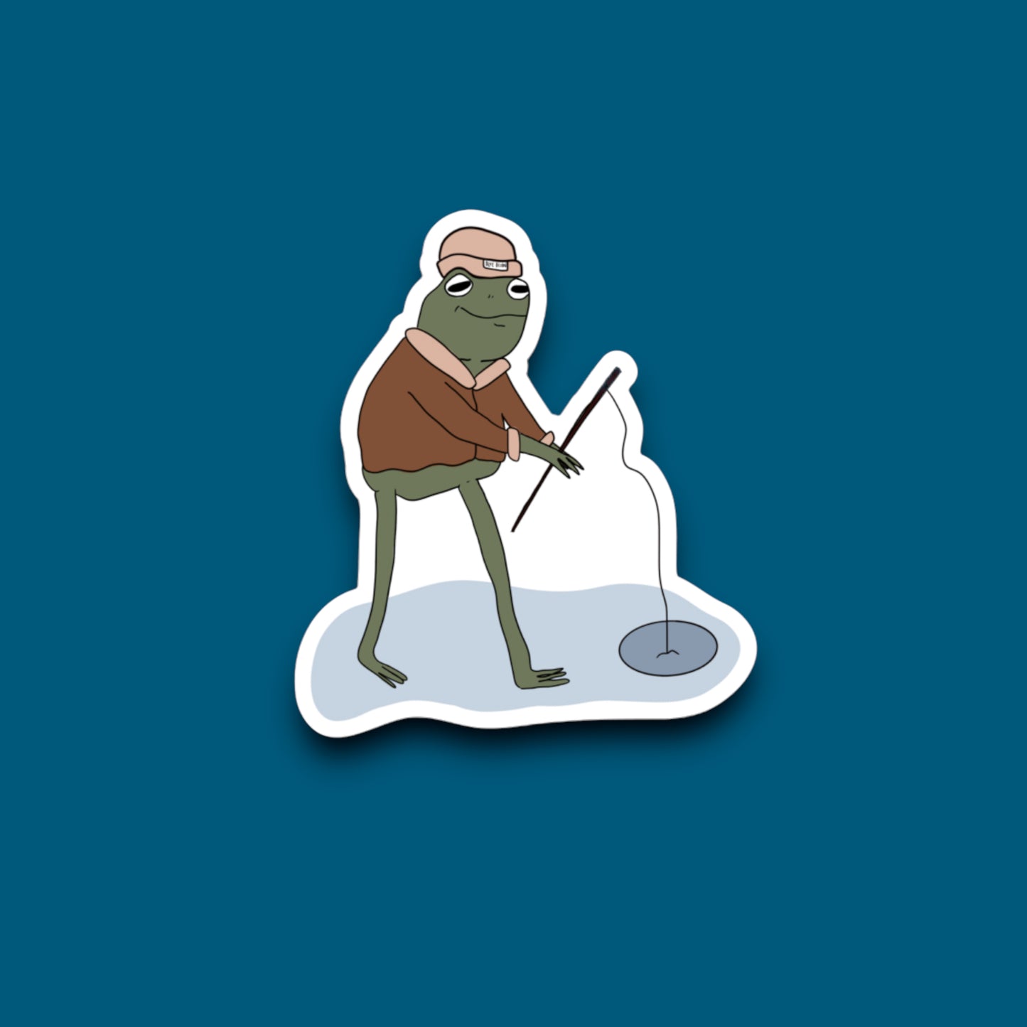 Ice Fishing Frog Sticker (Pack of 12)
