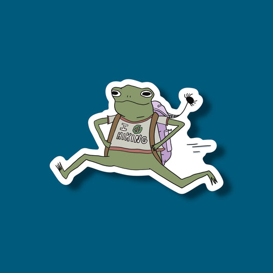 I Heart Hiking Frog Sticker