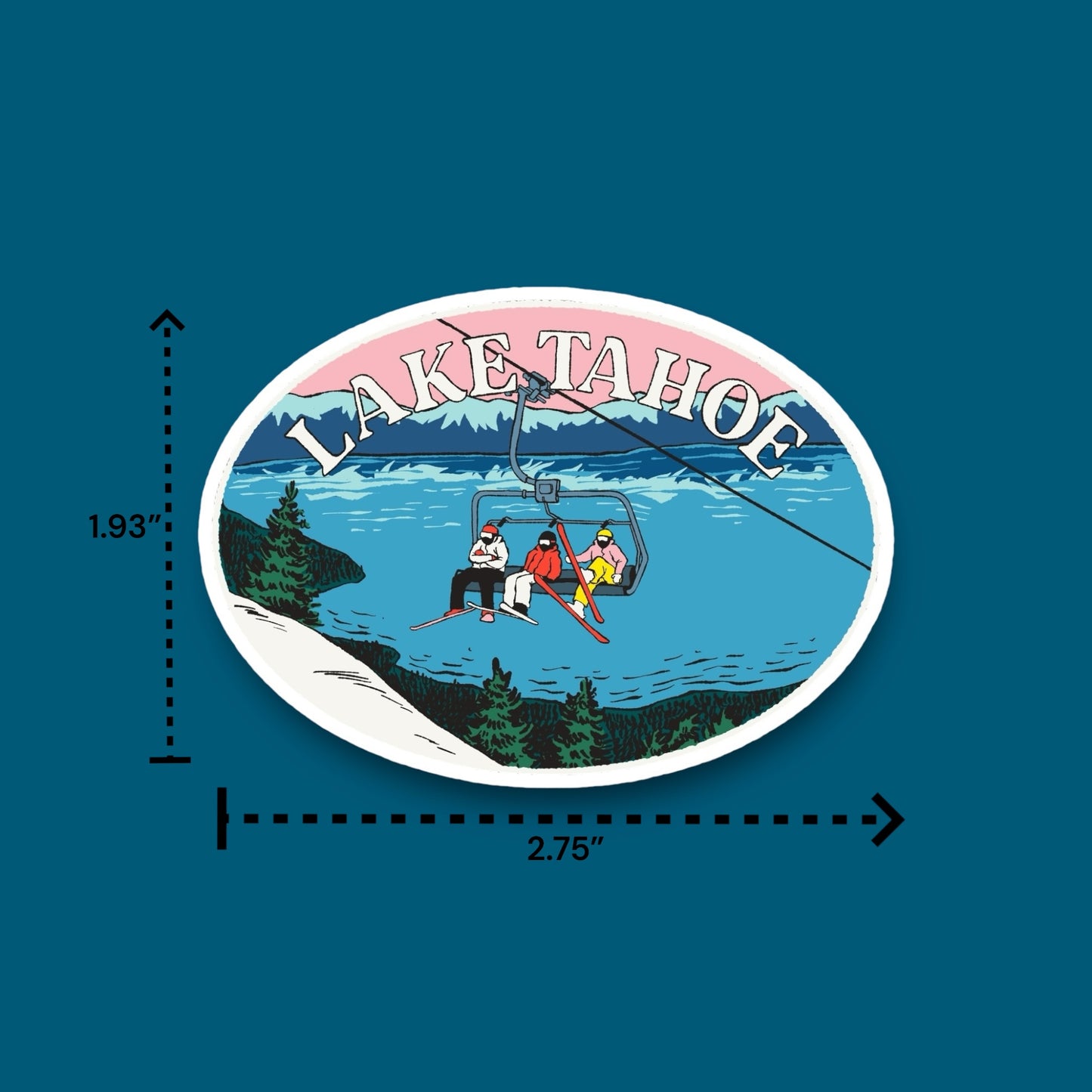 Lake Tahoe Chair Lift Oval Sticker