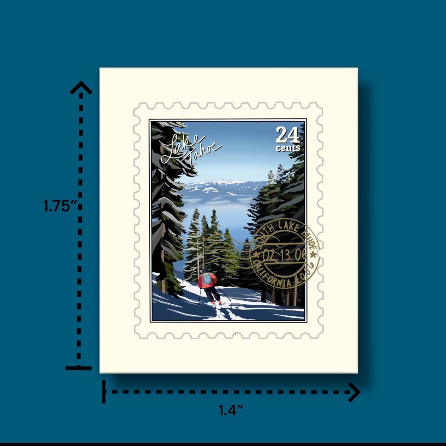 Lake Tahoe Skier Stamp Sticker