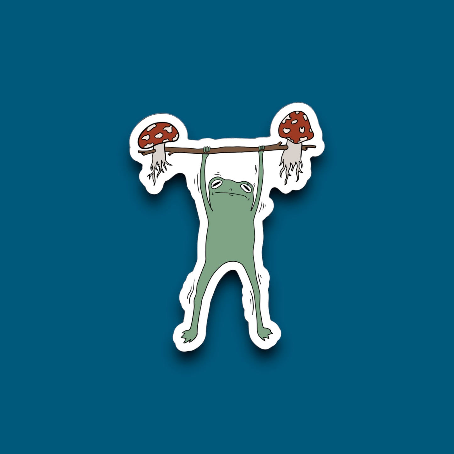 Mushroom Lifting Frog Sticker