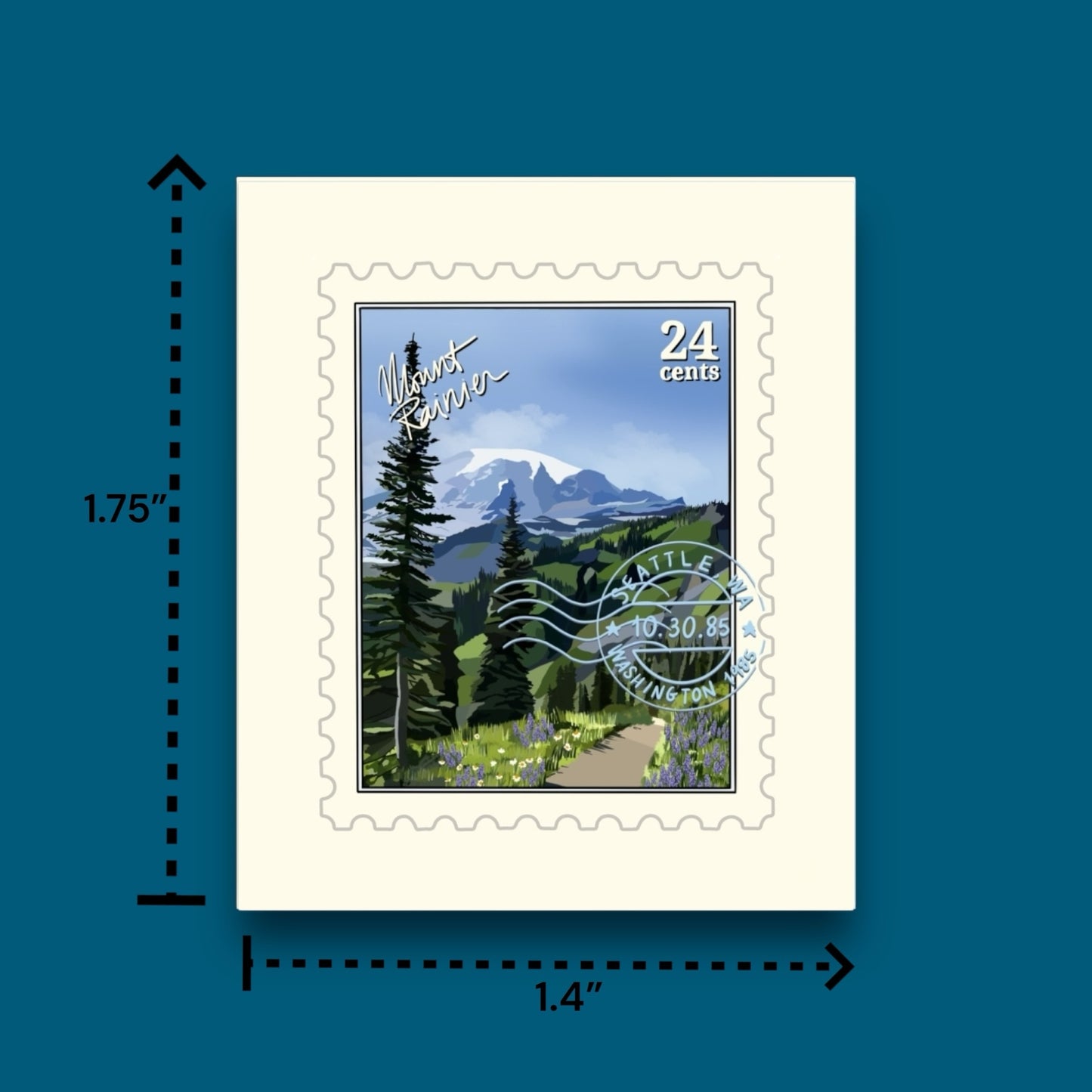 Mount Rainier Washington Stamp Sticker